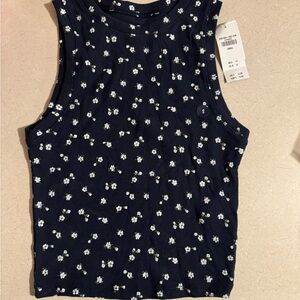 Floral Navy Sleeveless Top